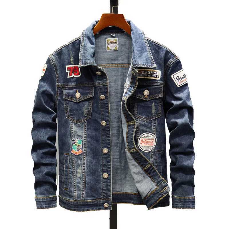 Male Jean Coats Slim Fit With Print Mens Denim Jacket Punk Lxury Clothing Large Size Worn New In Cow Fast Delvery G Designer L250819