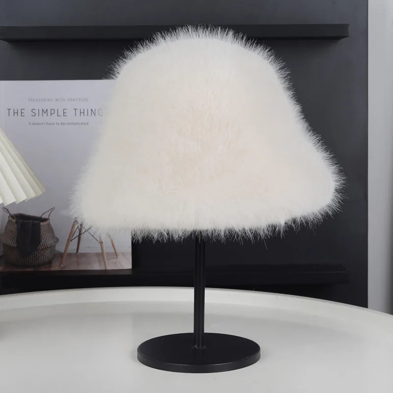 2025 Winter Women Fisherman Beanie Hat Thick Plush Princess Style Comfort Warm Cap for Large Head Size 250819