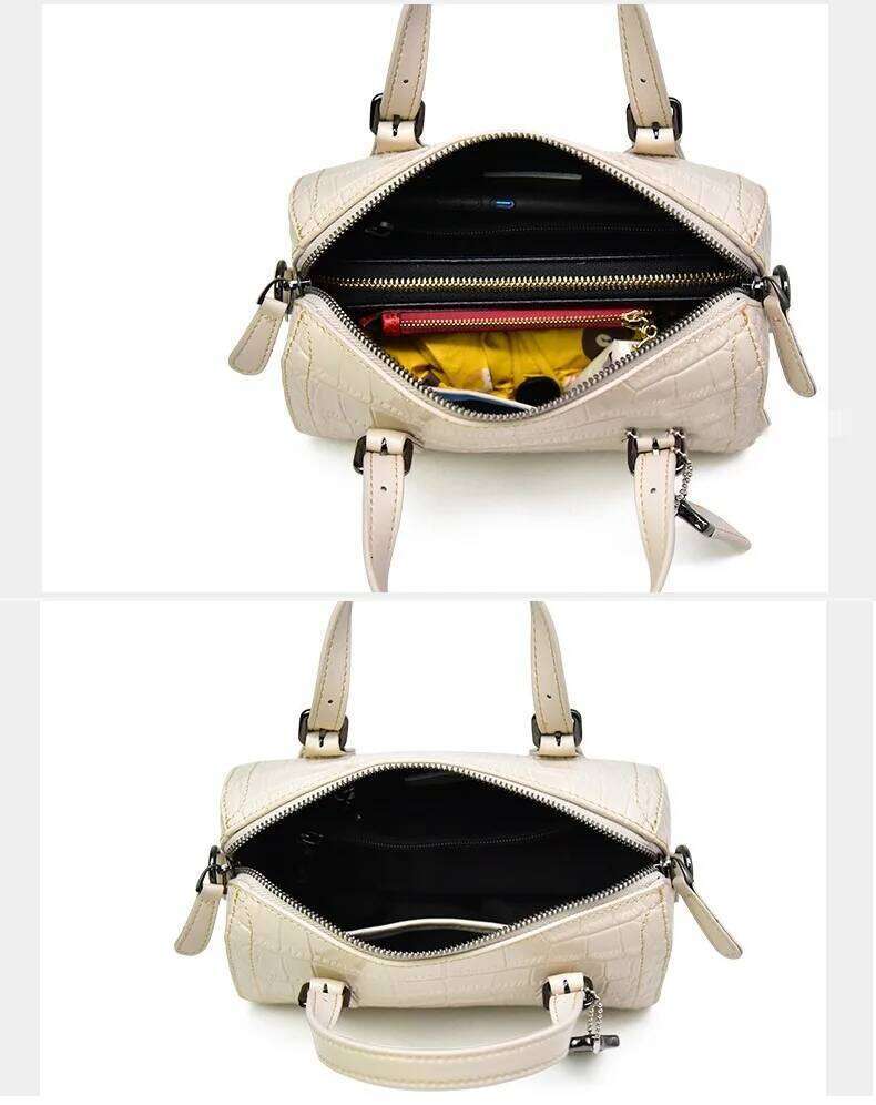 Genuine Leather Women Boston Handbags Ladies Shoulder Fashion Woman Top-Handle Bags