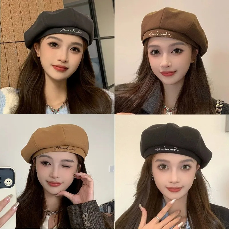 Fall Winter Beret Hat for Women Slimming Face Octagon Cap British Vintage Literary Artist Hat Dark Academia Fashion Accessory 250819