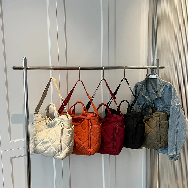 MOODS Padded Shoulder Crossbody Bags For Women Winter Nylon Fabric Diamond Pattern Quilted Large Capacity Shopper 250814
