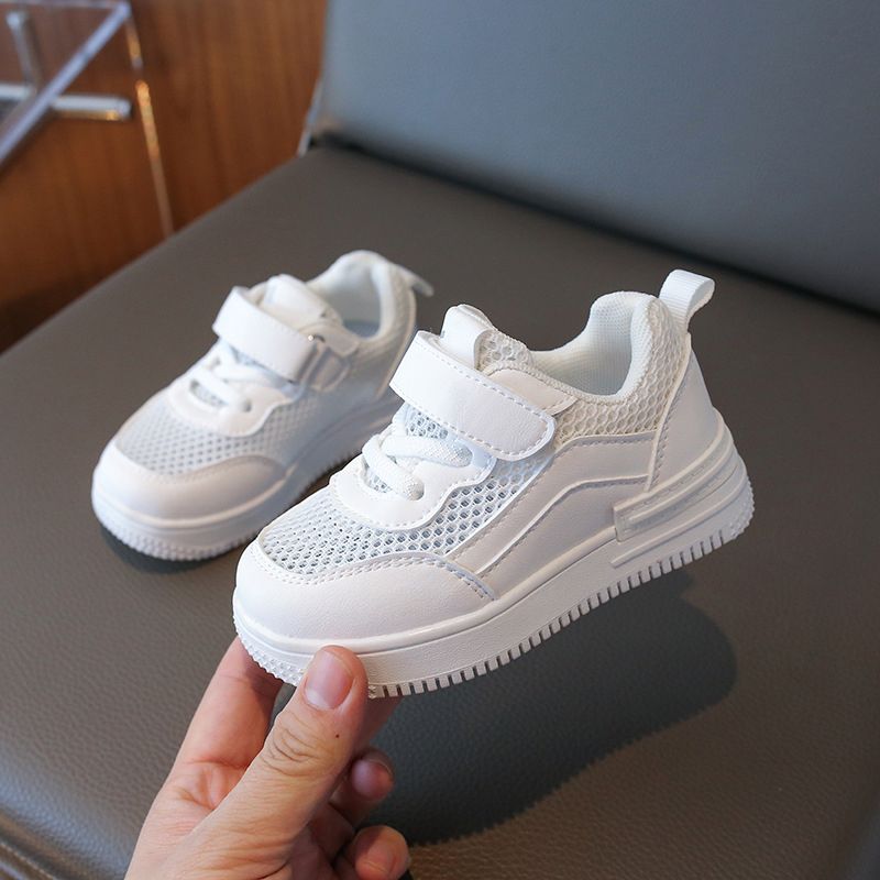 Toddler White Shoes Summer Spring Autumn Winter Kids White Sneakers Boys Sport Shoes Breathable Mesh Leather School Children Girls Shoes Sizes 21 - 30