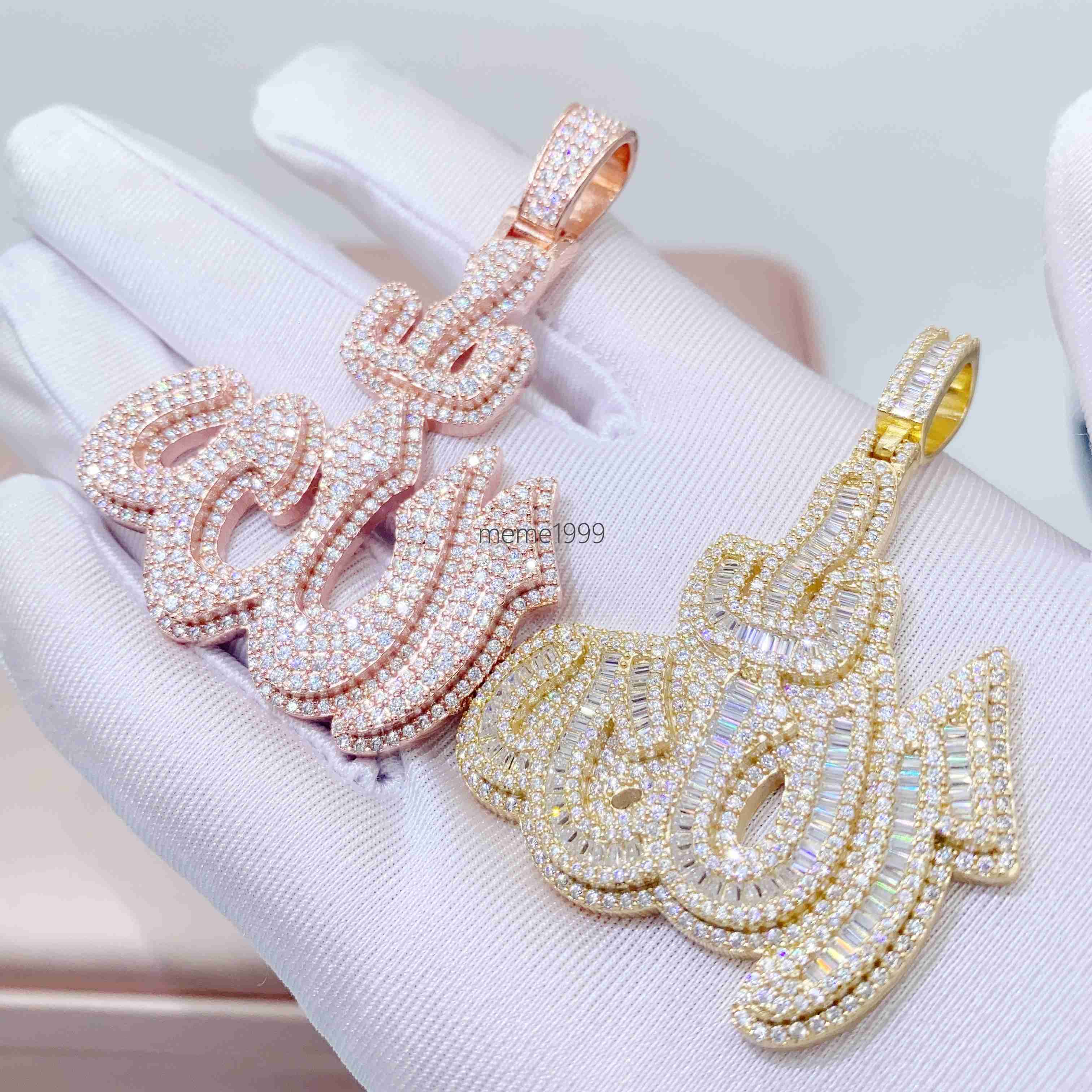 Custom Iced Out Pendant Moissanite Diamond 925 Silver VVS Moissanite Pendant Hip Hop Jewelry Men Necklace