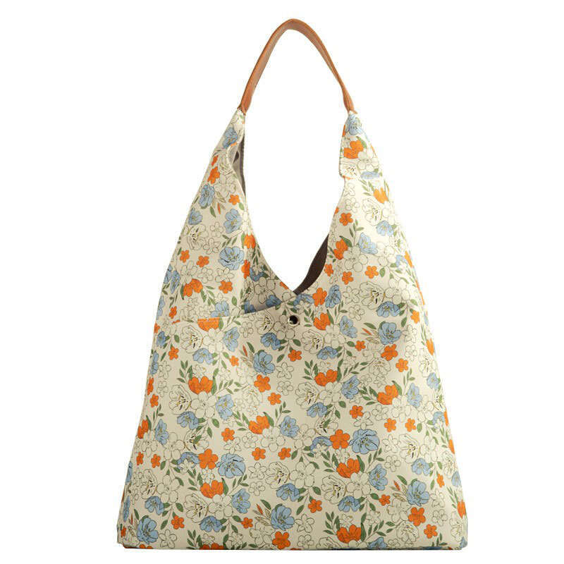 Floral Large Bags Capacity Tote 2025 New Summer Designer Niche Commuting Canvas Shoulder Bag for Women