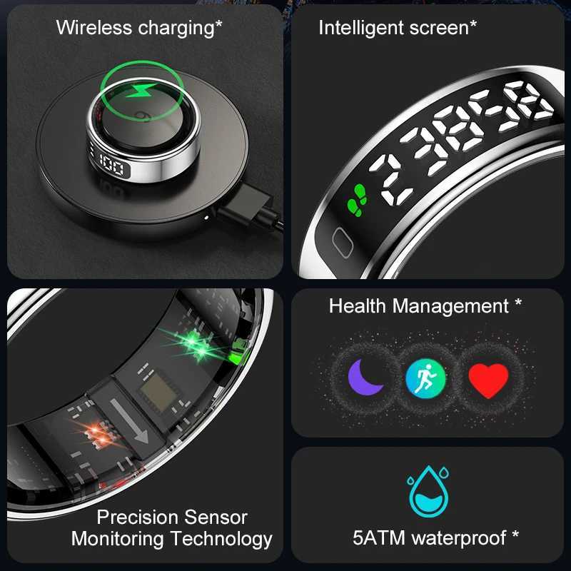 11 12 Smart Ring For Men Women With Wireless Charging Stand Health And Sleep Monitor 5ATM Waterproof Multi-Sport Mode W250819
