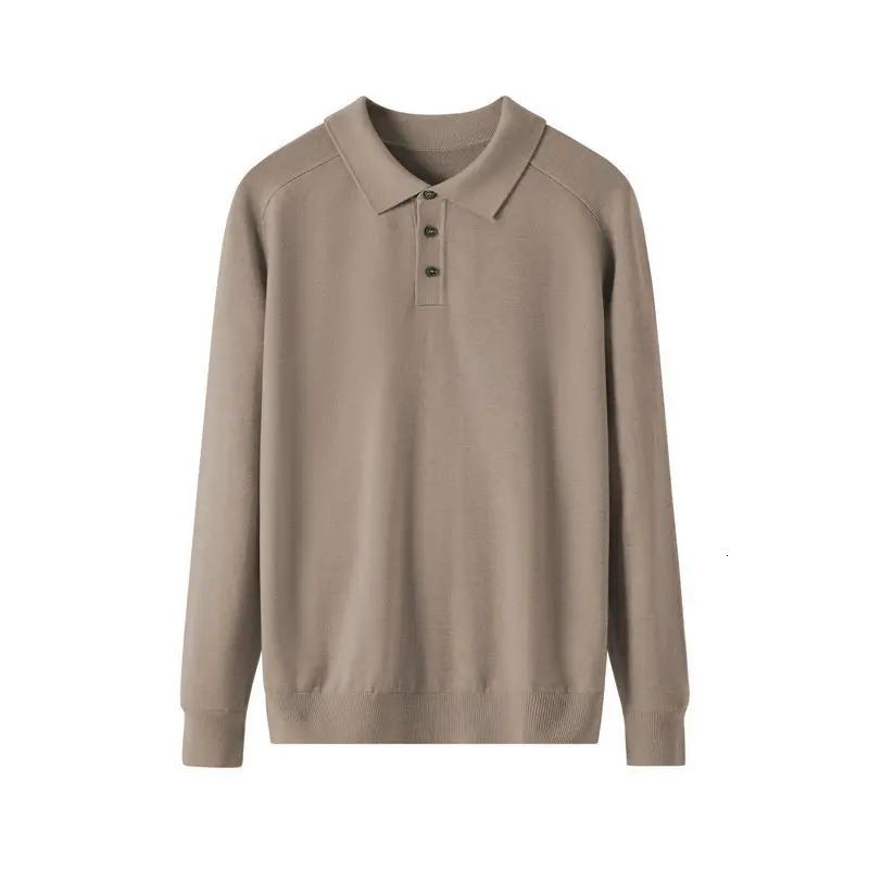 Men Long-sleeved Knitted Shirt with Turnover Collar Comfortable and All-match Wool Sweater Simple Business and Casual Polo Shirt 250818
