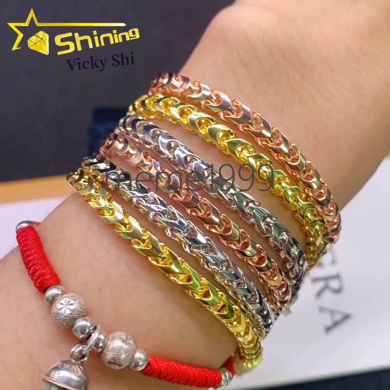 New Design Hip Hop Link Chain 925 Silver Gold Plated Moissanite Cuban Link Chain VVS Moissanite Cuban Bracelet