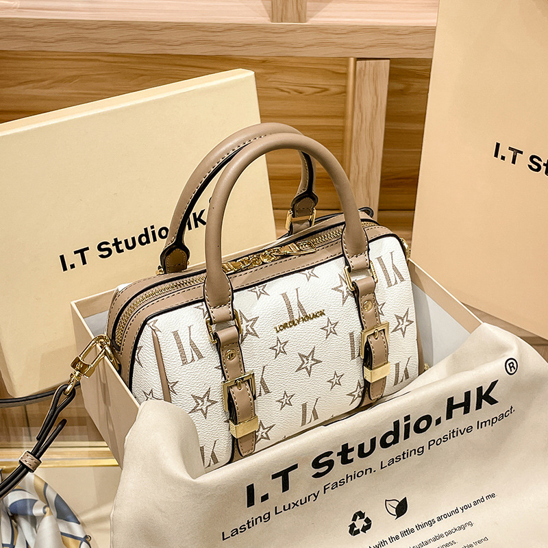 LORDLY KNACK designer bag light luxury genuine leather Boston bag simple versatile high-quality casual fashion cross body bag for woman