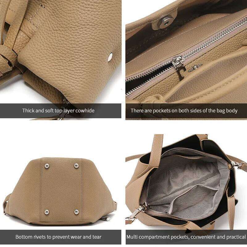 Women Natural Cow Real Leather Shoulder Bag Female Retro Casual Cowhide Handbag Ladies Fashion Office Work Crossbody Bags Lady