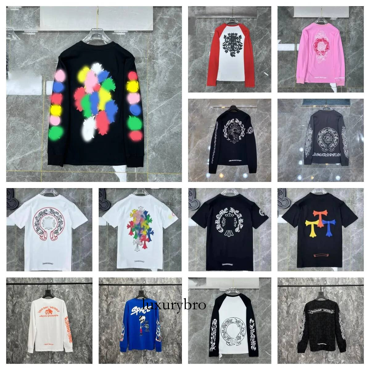 Designer Designer Men's Women's Chrome Printed Spring And Summer Long-Sleeved Sweatshirts Fashionable T-Shirts 771