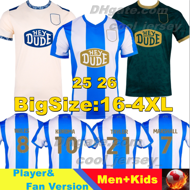 S-4XL 2025 2026 Huddersfield Town 25 Soccer Jerseys Home HOGG RHODES 9 HEADLEY 48 KOROMA 10 DIARRA 35 Men Camisetas Futbol Maillots De Foot KASUMU 1