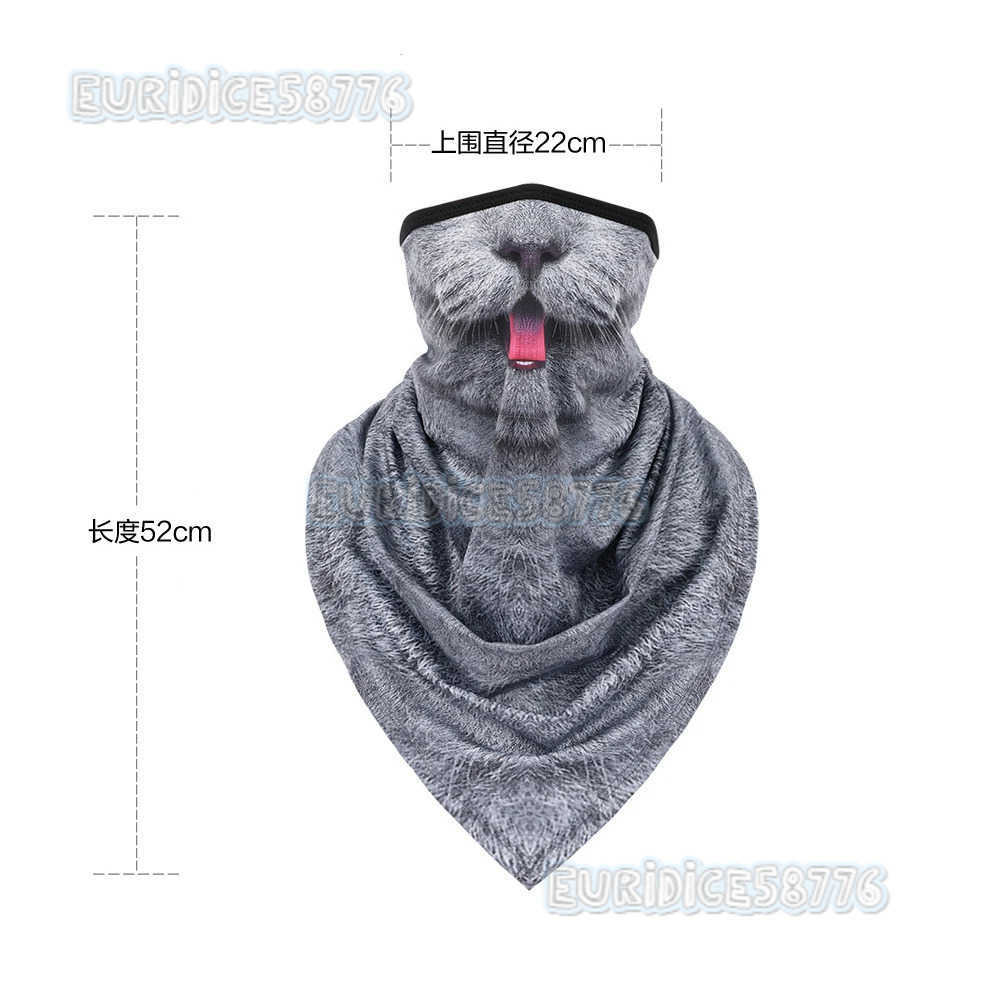 Multifunctional 3D Animal Print Triangle Scarf New Bandana Unisex Sports Hiking Headgear Cycling Face Mask Reusable Neck Gaiter H250819