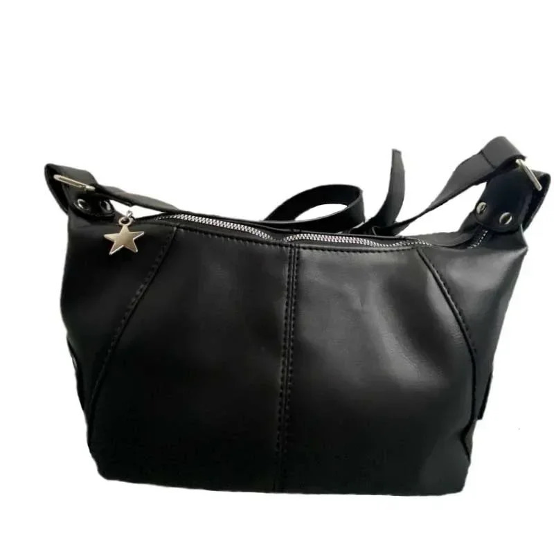 Y2K Korean Gothic Star Black Handbag Harajuku Aesthetic Vintage Shoulder Crossbody Bag Trendy Women Messenger Tote Bags 250818