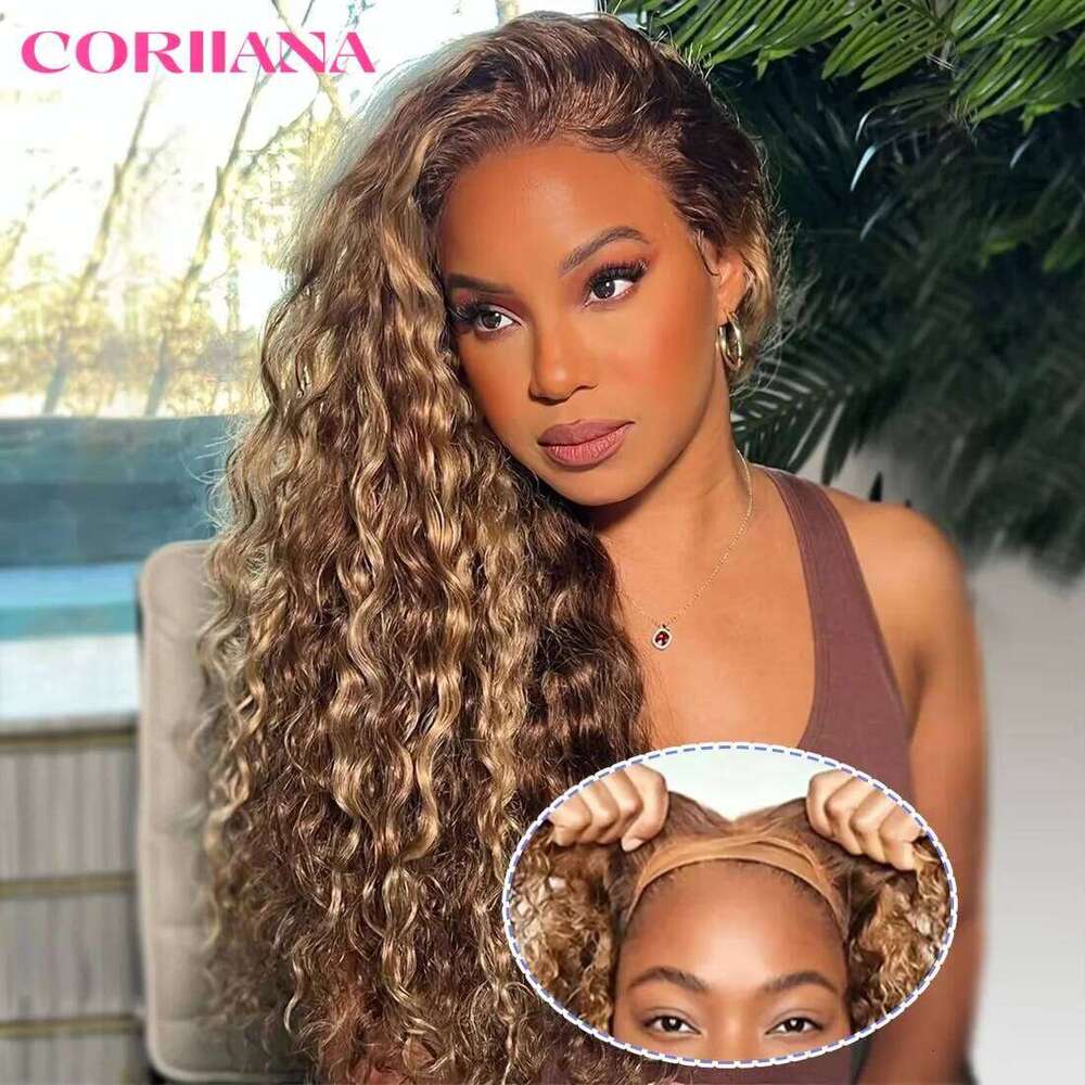Honey Blonde Curly Wigs 13X6 Glueless Highlight Ready To Wear Ombre Colored Brazilian Deep Wave Human Hair Wig