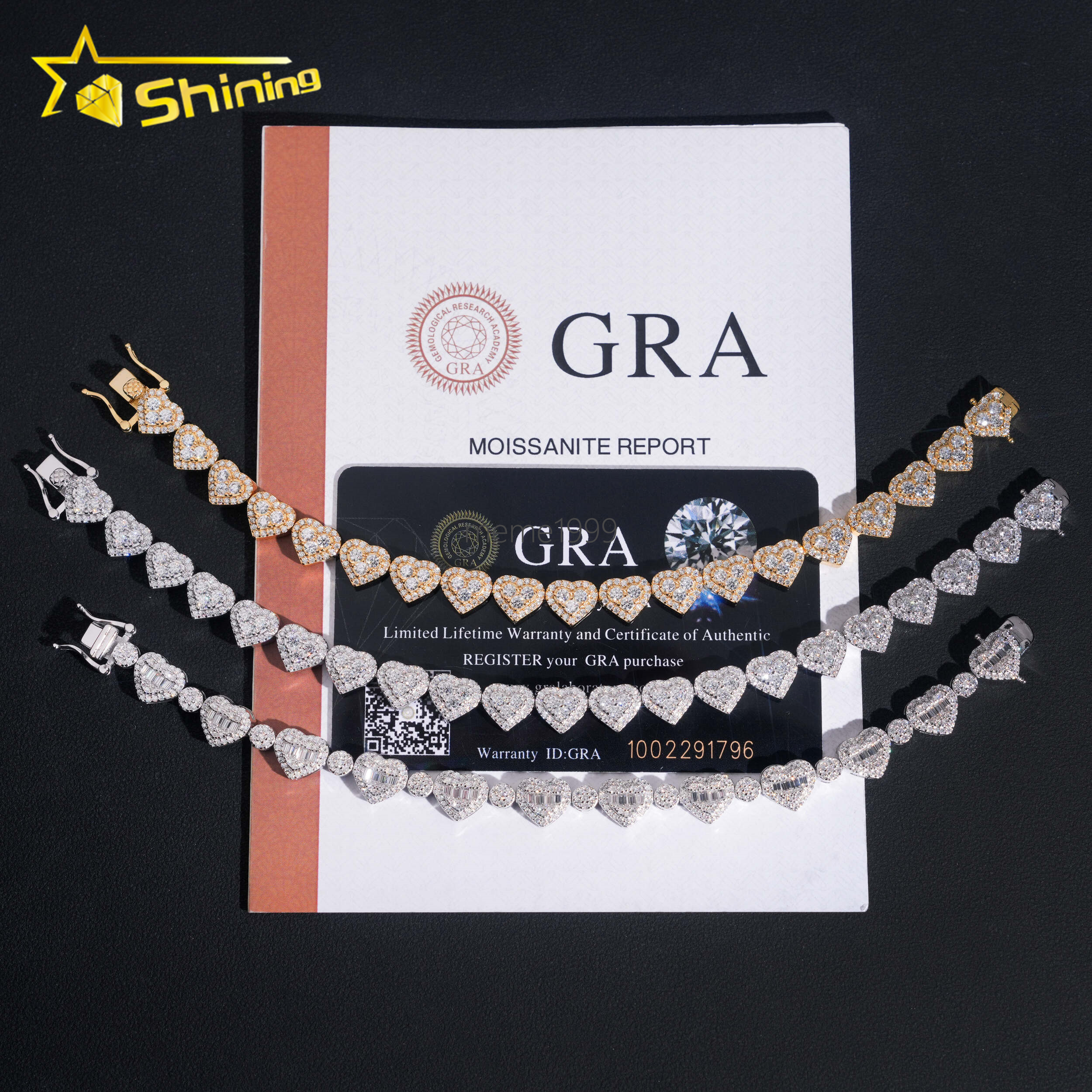 Hot Sale Heart Iced Out Links VVS Moissanite Pass Diamond Tester Gold Plated 925 Sterling Silver Hip Hop Cuban Link Bracelet