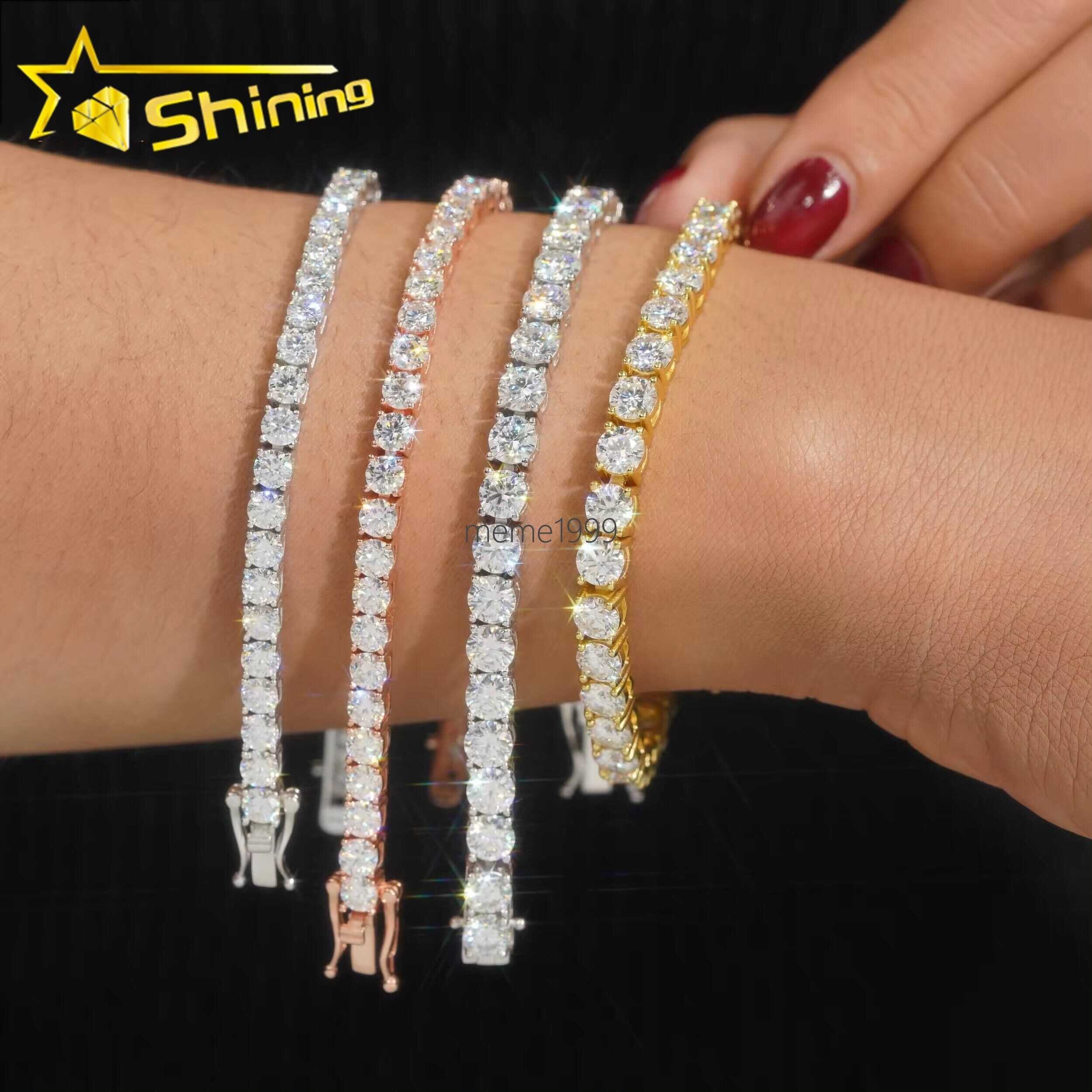 Cheapest Price 925 Sterling Silver 2mm 3mm 4mm VVS Moissanite Diamond Necklace Bracelet Moissanite Tennis Bracelet Chain