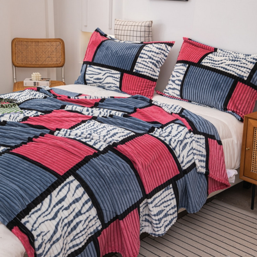 (Total) Danben Home Textiles 2025 New Plaid Striped Magic Velvet Printed Throw Blanket