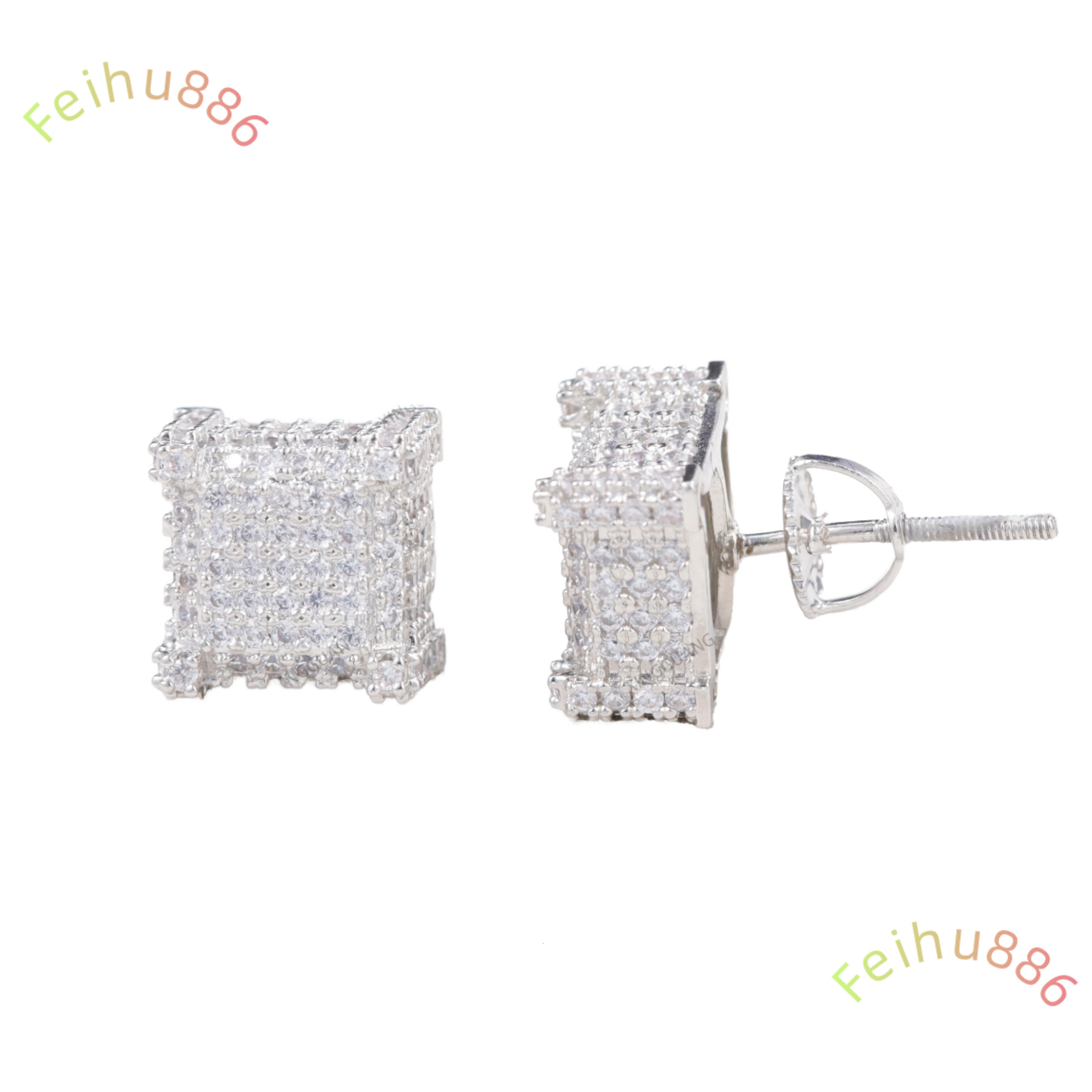 Factory Price VVS Diamond Earring 925 Sterling Silver Hip Hop Earrings for Men Women Pass Tester VVS Moissanite Stud Earrings