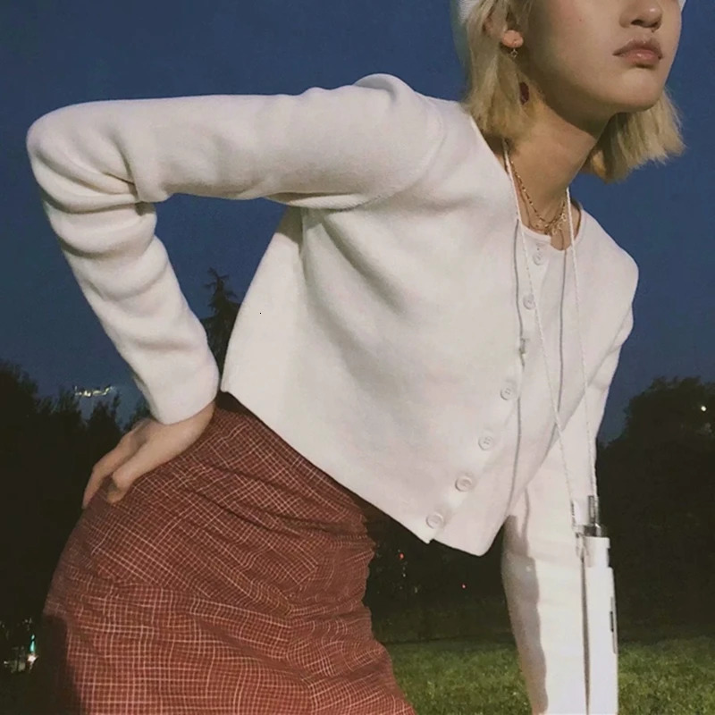 Fall kawaii cropped cardigans women knit crop sweater top pink black sexy sweaters cute knitted vintage korean 250819