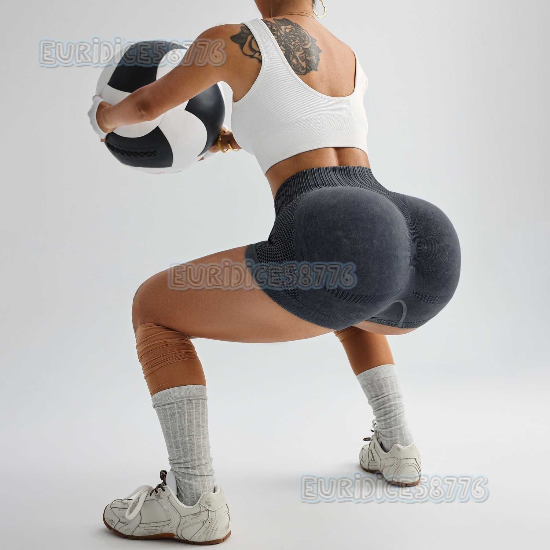 Sand Washed Yoga Shorts High Waist Hip Lift Fitness Pants Quick Dry Running Sports Tight Shorts Wearable Shorts H250819