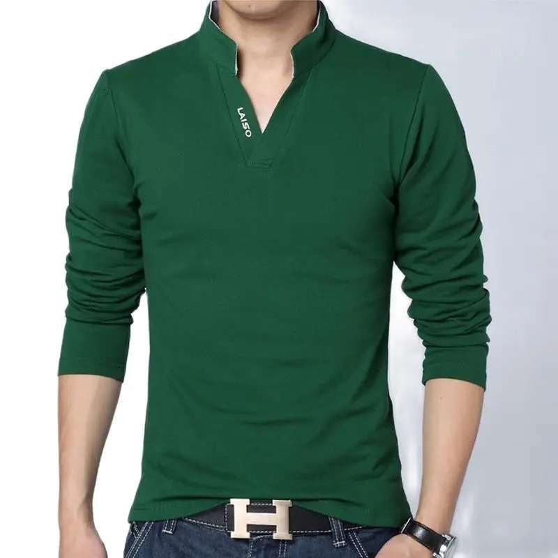 Summer and Autumn Pure Cotton Men Long-sleeved POLO Shirts White / Green / Grey / Red / Black Fashion Casual T-Shirts Homme 250818