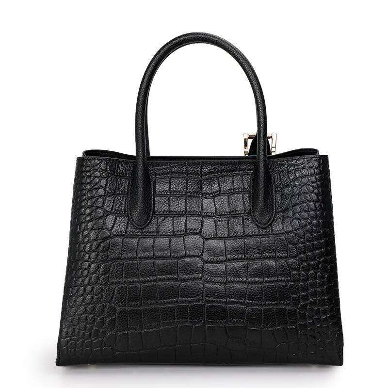 Aidrani Black Tote With Green Accent Chic Contrast Sophisticated Style