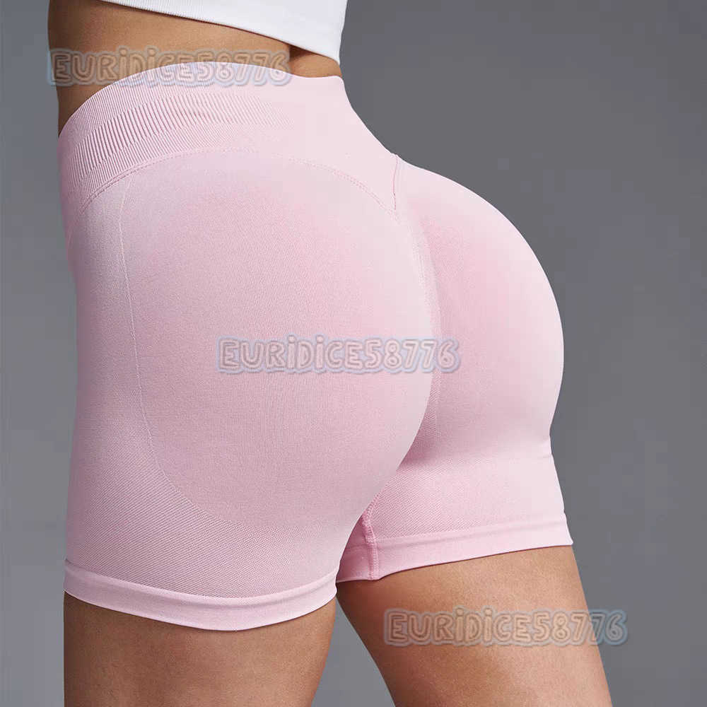 Seamless Three-quarter Sports Fitness Shorts for Women Three-section Waist Hip-lifting Tight-fitting Peach Butt Tummy Control Yoga Shorts for Summer H