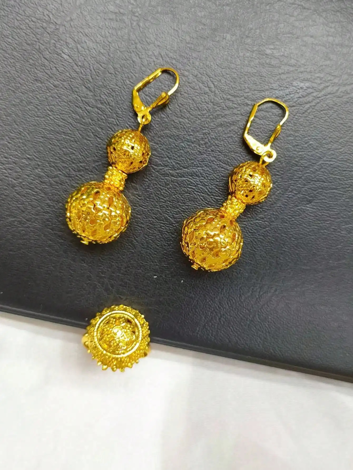 Dubai African Bead Jewelry Set for Women Party Gifts Wedding Accessories 24K Gold Color Necklace Ring Bangle Earrings Sets 250818