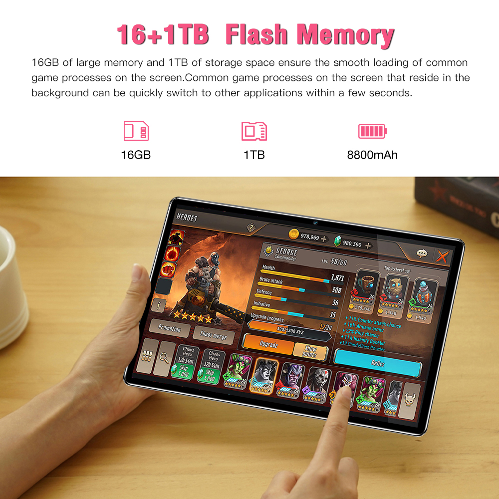 Tab Ultra Tablet PC 12 inch HD Screen Android 14 ,Snapdragon 865 CPU,16GB+1TB Android Tablet,24MP+48MP Camera ,8800mAh Battery, 5G Dual SIM Card