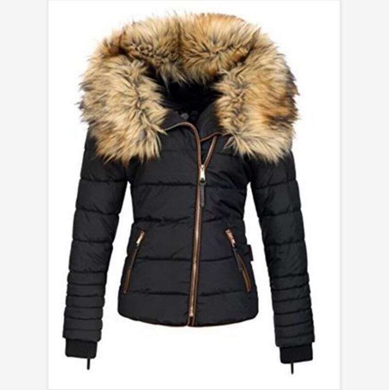 Women's clothing fur collar zipper style cotton thickened warm coat for women