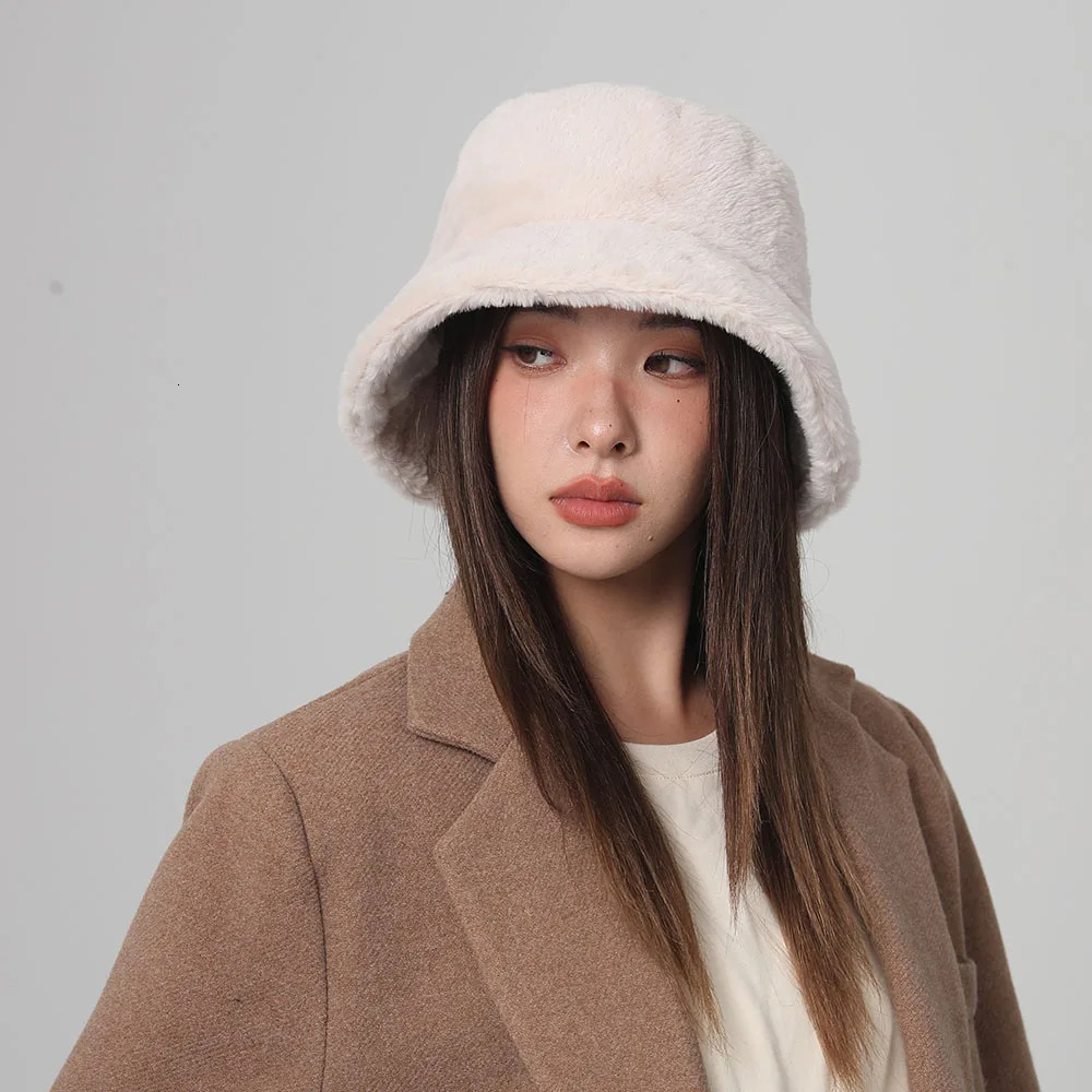 Funny Fashion Autumn Winter Leopard Fur Bucket Hat sheep Ear Ball Plush Fisherman Hat Soft Warm Thick Basin Bucket Hats 250819