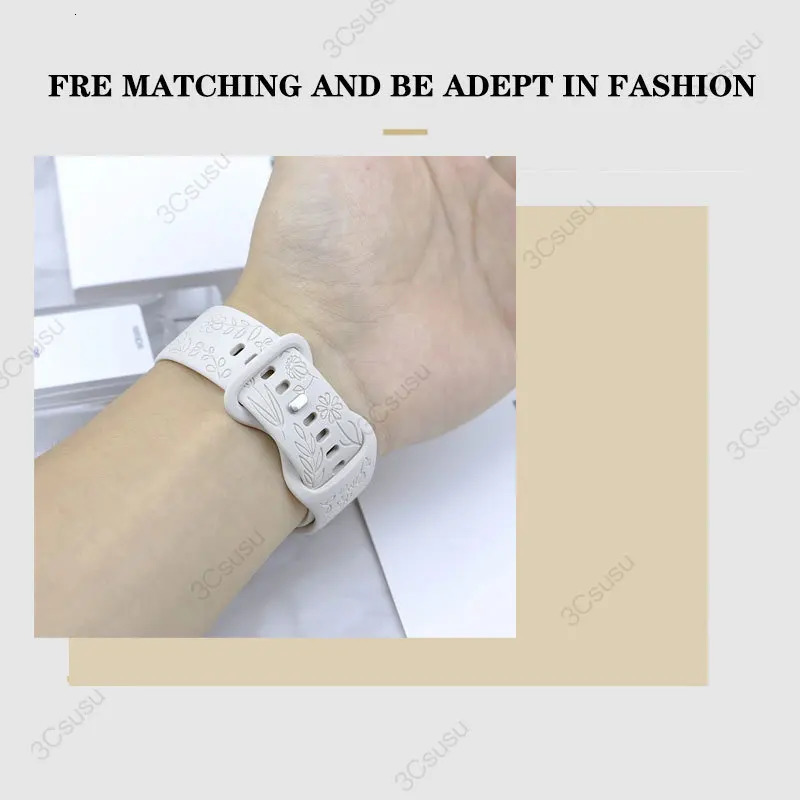 18mm 20mm 22mm Rose engrave Band for Galaxy Watch 654 40mm 44mm Gear S3 Silicone Cute Strap Classic 43mm 45mm Active 2 250818