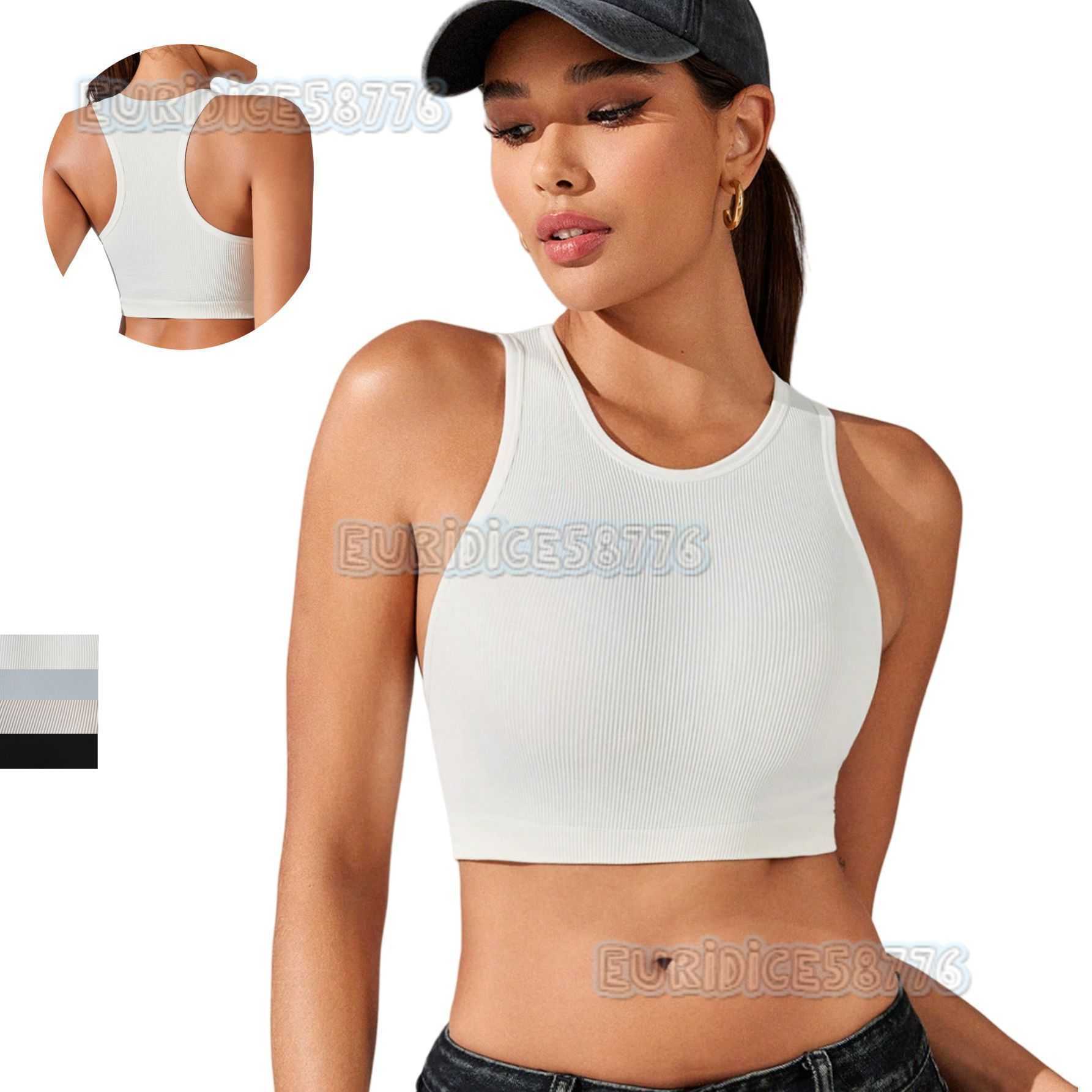 Yoga Wear Running Yoga Vest Elastic Quick-drying Sweat-absorbent Cover Up Without Chest Pad Fitness Top Women H250819