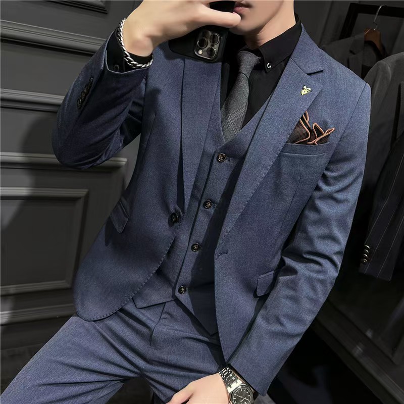 T1484 new autumn Korean men's suit suit handsome groomsmen suit three-piece suit young business men's suit