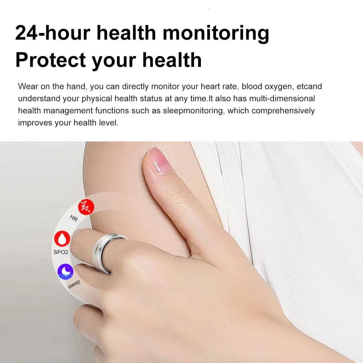 AMZMAX Smart Ring Military Grade IP68 3ATM Waterproof Sports Fitness Tracker Heart Rate Blood Pressure Monitoring Smart Ring W250819