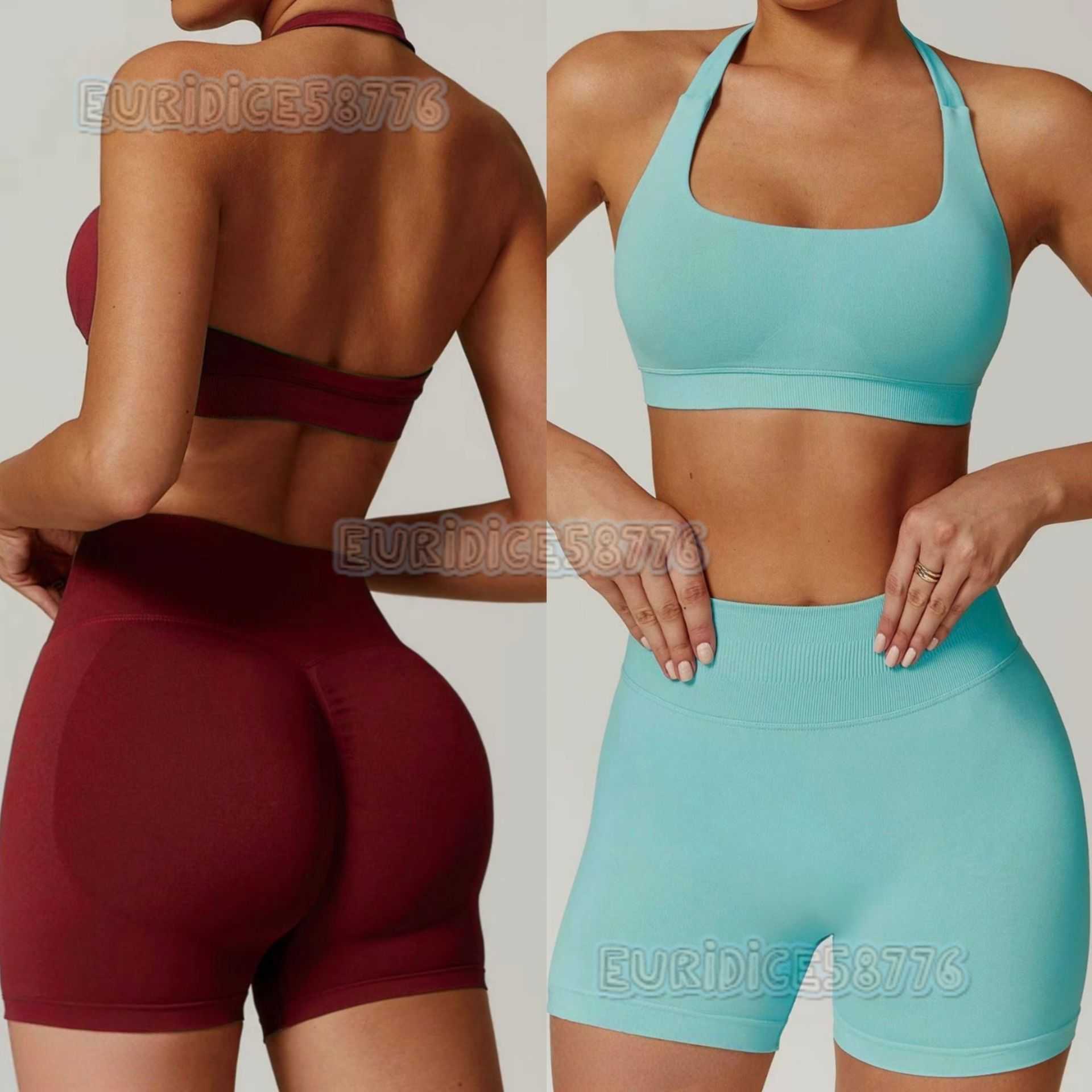 Halter Neck Yoga Set for Women High Waist Yoga Outfit Tight Versatile Fitness Shorts Sports Set H250819