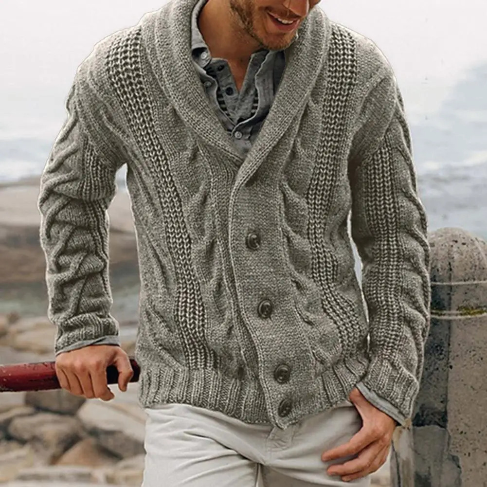 Men Sweater Jacket Cotton Blend Button Closur Winter Cardigan Mens Coats Autumn Keep Warm Knit Outwear 250819