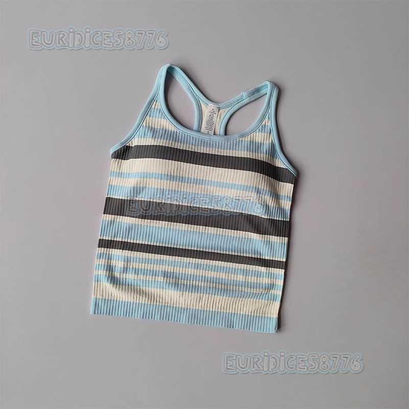 New Color-block Back-fixed Cup Sports Tank Top for Women Wearable Outside Striped Fitness Yoga Wear H250819
