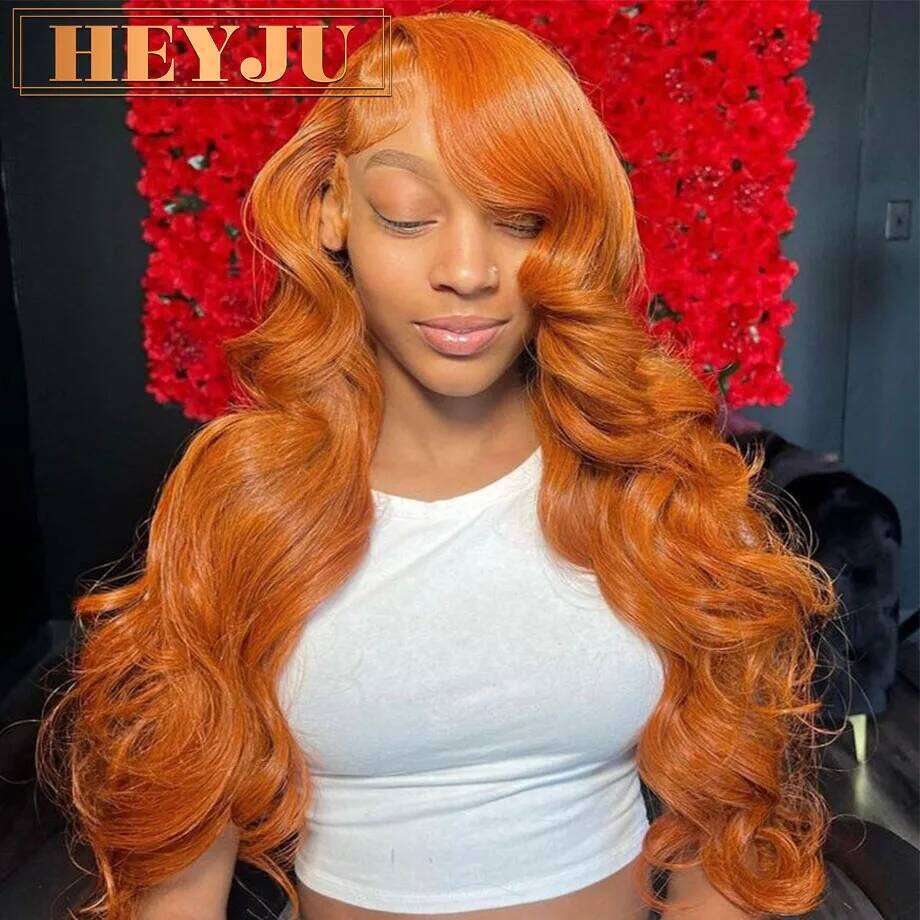 Colored Orange Ginger Front Wigs Human Hair Body 13X6 HD Frontal Loose Wave Brazilian Transparent Lace Wig