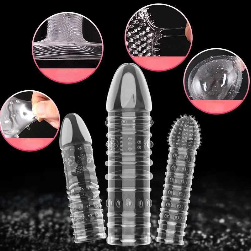 with Spikes Extension Reusable condom Penis Sleeve Male Enlargement Time Delay Spike Clit Crystal condomsXJ250819