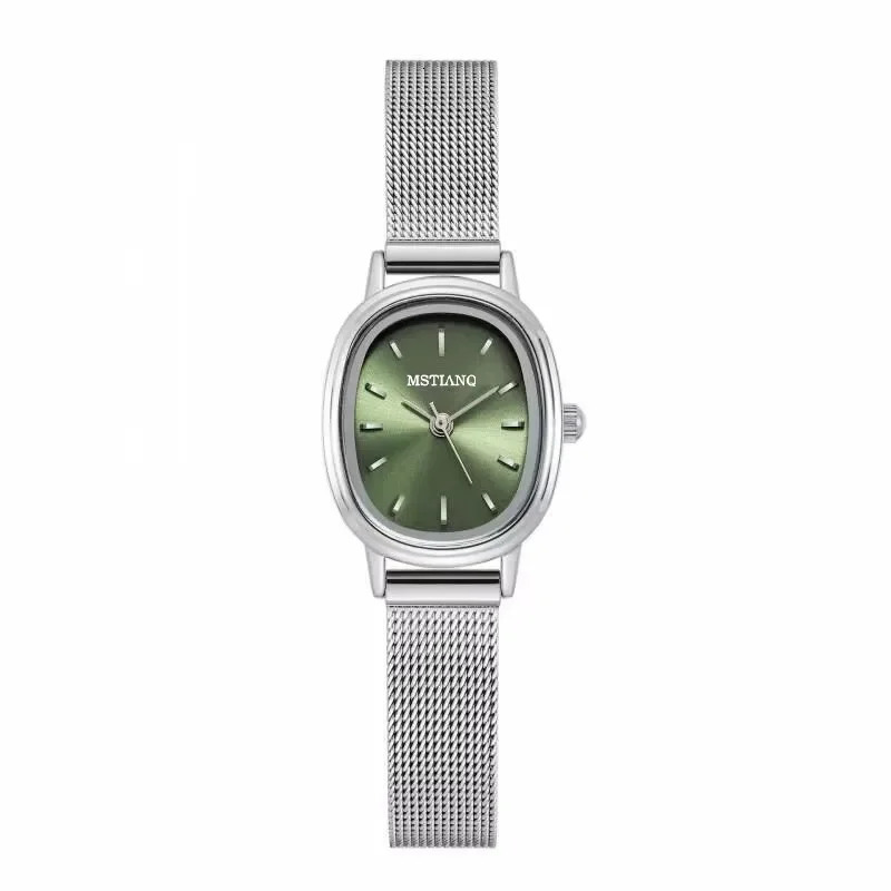 Small Oval Dial Green Watch Simple Stainless Steel Ladies Wristwatches Women Gift Quartz Watch Drop 250819