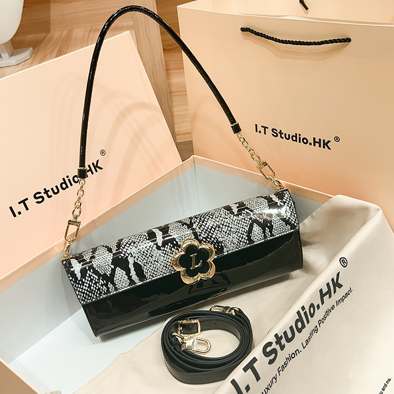 LORDLY KNACK designer bag luxury cowhide baguette bag casual high-quality vintage fashion serpentine underarm bag for woman