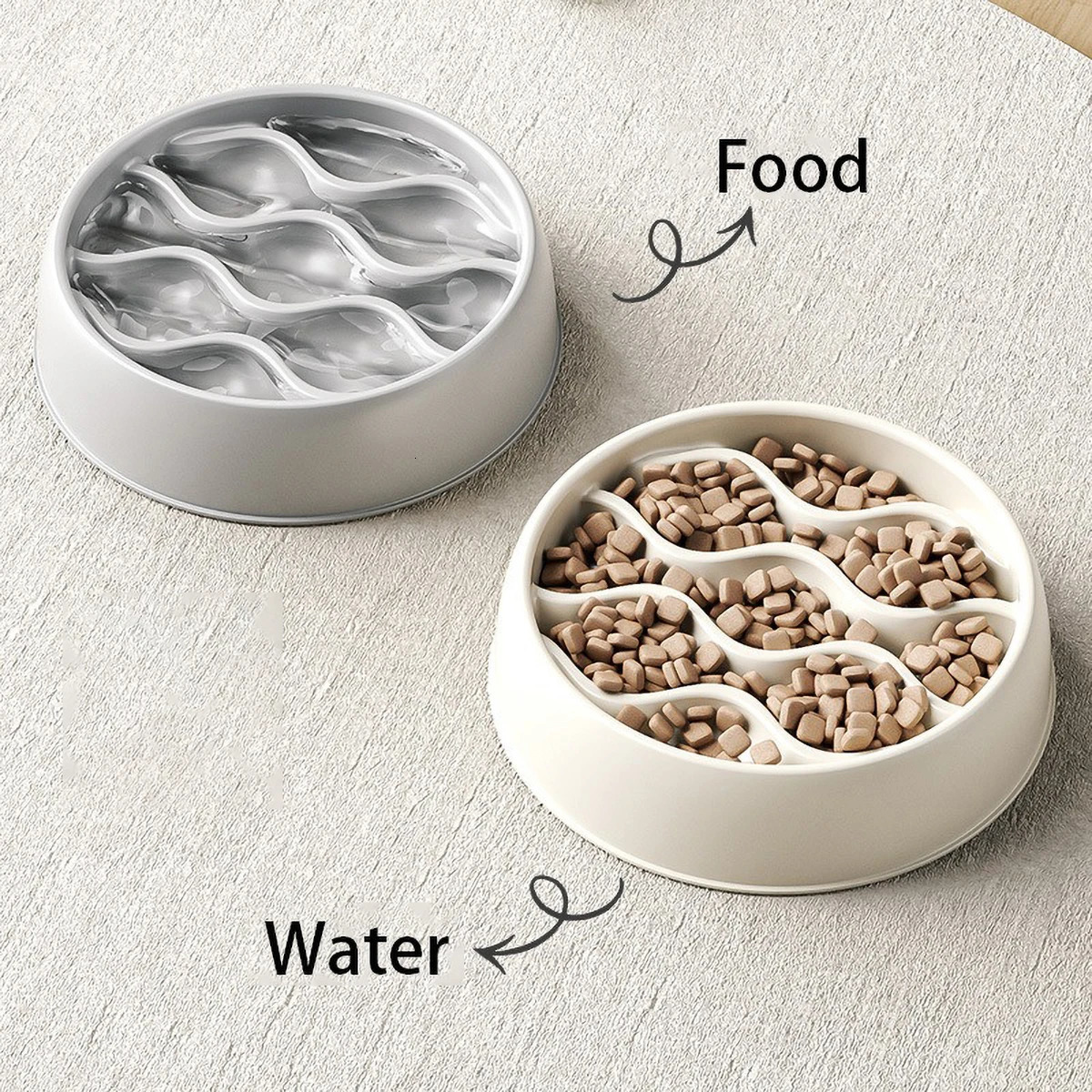 Pet Slow Feeding Bowl Wavy Column Dual-Purpose for Food Water Easy to Clean for Cats Dogs 250813