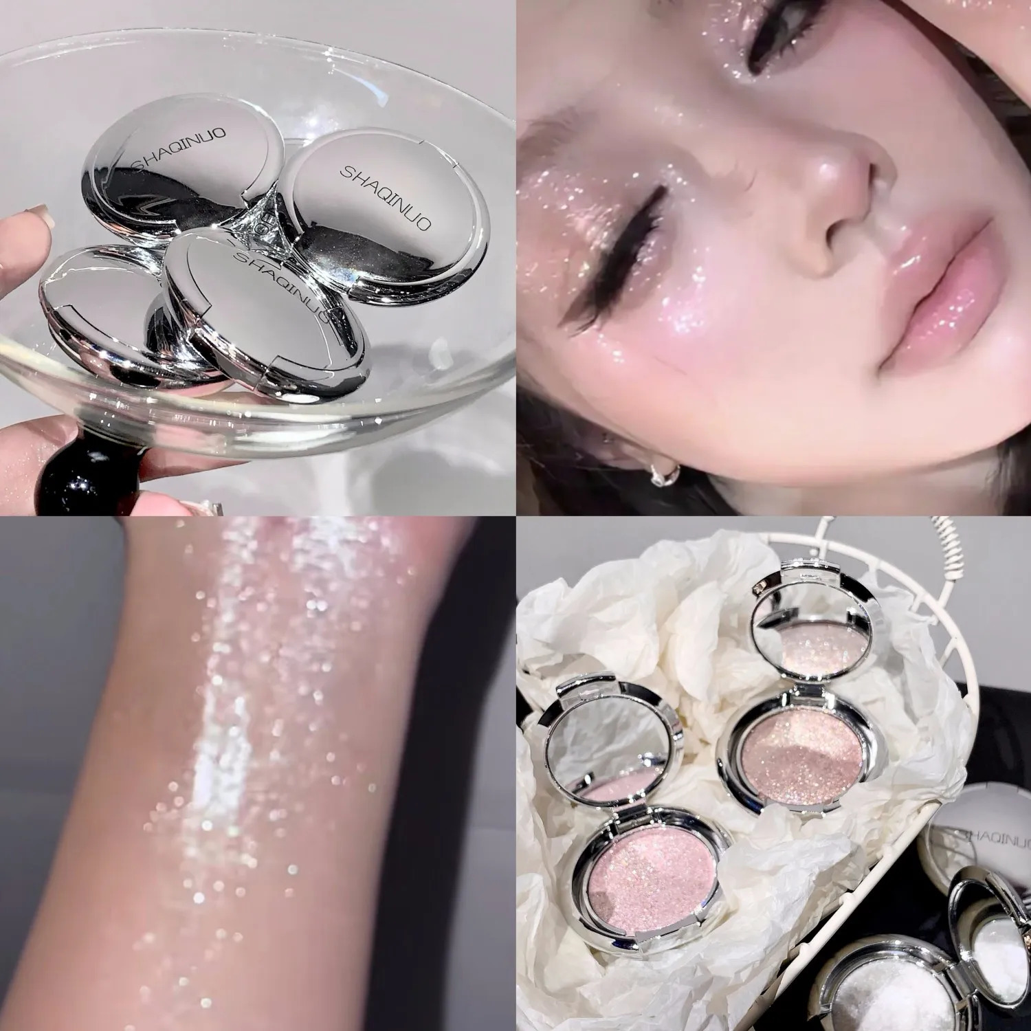 Diamond White Highlighter Palette Pink Cream Waterproof High Gloss Glitter Body Highlight Eyeshadow Brighten Face Contour Makeup 250811