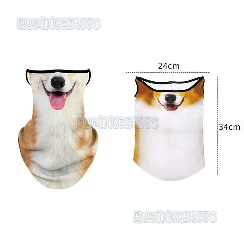 Animal 3D Cat Dog Print Face Balaclava Mask Earloops Neck Face Cover Men Women Outdoor Neck Warmer Scarf Cycling Fishing Hiking H250819