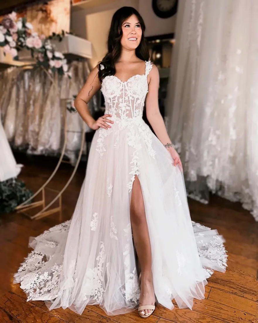 Nov Arabic Aso Ebi Plus Size Lace Bohemian Wedding Dress Floral A-line Ivory High Split Vintage Summer Bridal Gowns Dresses