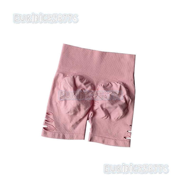 Seamless Butt-lifting Ripped Fitness Shorts for Women Running Training Quick-dry Three-quarter Tight Peach Butt Sports Shorts H250819