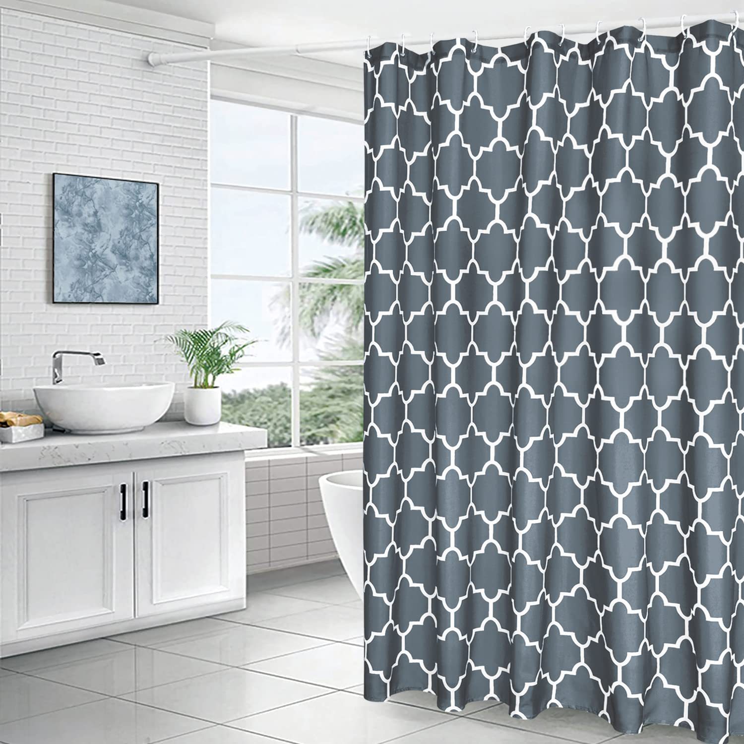 YL-36953 Manufacturer Spot Digital Printed Fabric Shower Curtain Waterproof Thickened Bathroom Partition Curtain with Hook