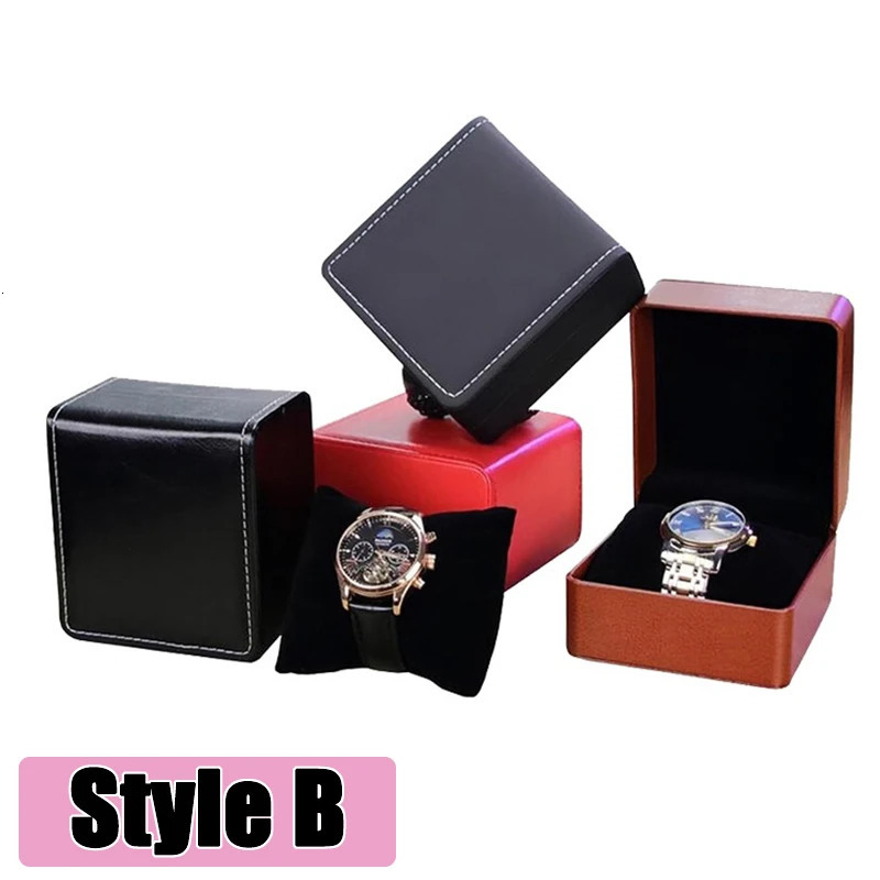 Single Watch Gift Box With Pillow PU Leather Wristwatch Display Case Organizer For Men Clamshell PU Leather Watch Cover 250819
