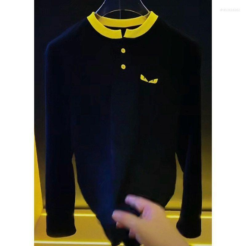 Men's Hoodies Spring And Autumn Eyes Printed Long-sleeved T-shirt Base Shirt Round Neck All-match Niche Design Sense Slimming